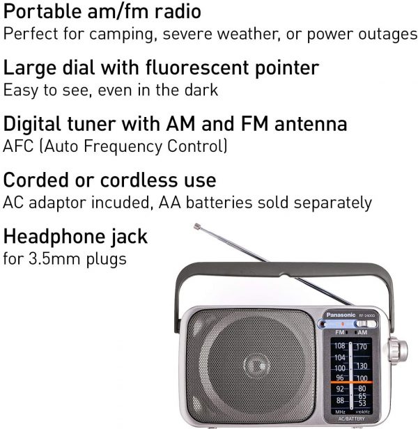 Panasonic RF-2400D Portable 2 Band Radio Black