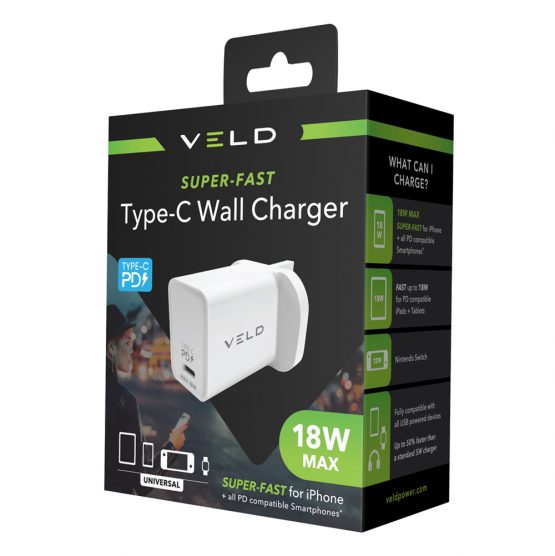 Veld Super-Fast 18W Charger | USB-C | PD | VH18BW