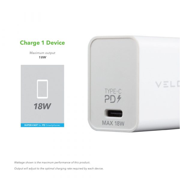 Veld Super-Fast 18W Charger | USB-C | PD | VH18BW