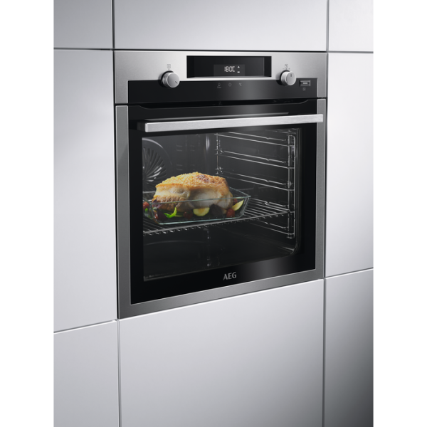 AEG Built-in Electric Single Oven Stainless Steel Steambake BPE556060M 1