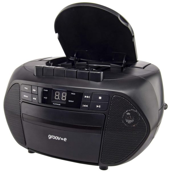 Groov-e Traditional Boombox Player CD-Tape-FM GVPS833BK 1