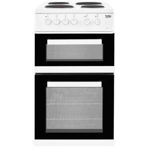 Beko 50cm Electric Cooker Solid Hob White KD533AW 1