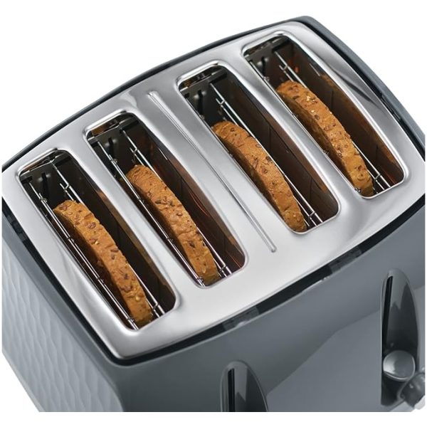 Russell Hobbs Honeycomb 4 Slice Toaster | Grey | 26073