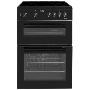 Beko 60cm Electric Cooker Ceramic Hob Double Oven Black KTC611K 1