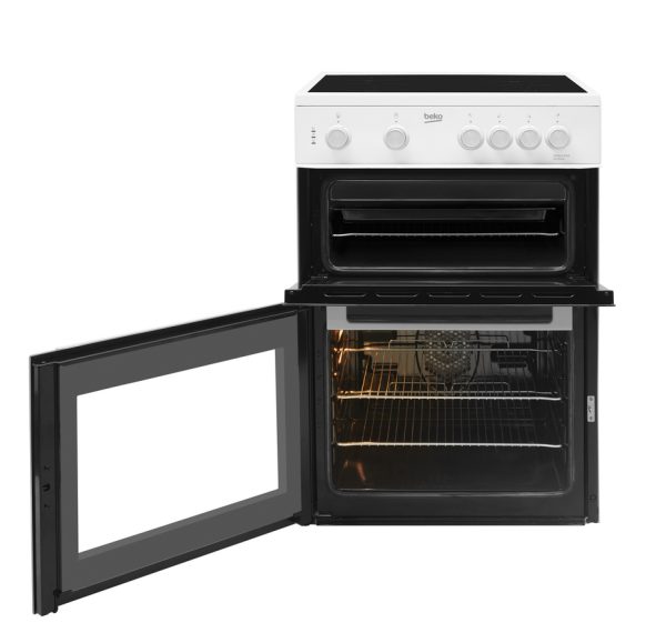 Beko 60cm Electric Cooker | Ceramic Hob | Double Oven | White | KTC611W