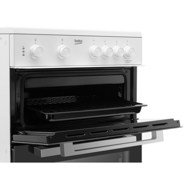 Beko 60cm Electric Cooker | Ceramic Hob | Double Oven | White | KTC611W