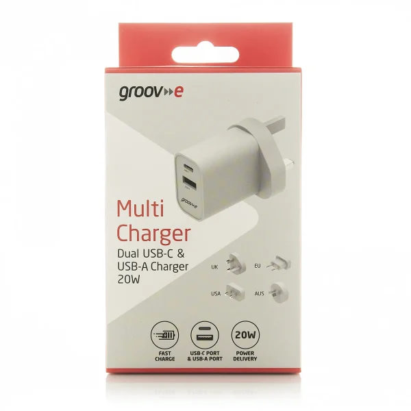 Groov-E Dual USB-A & C Charger 2 Port 20W 1