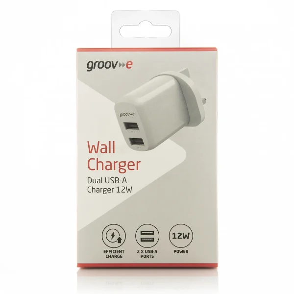 Groov-E Dual USB-A Charger 2 Port 12W 1