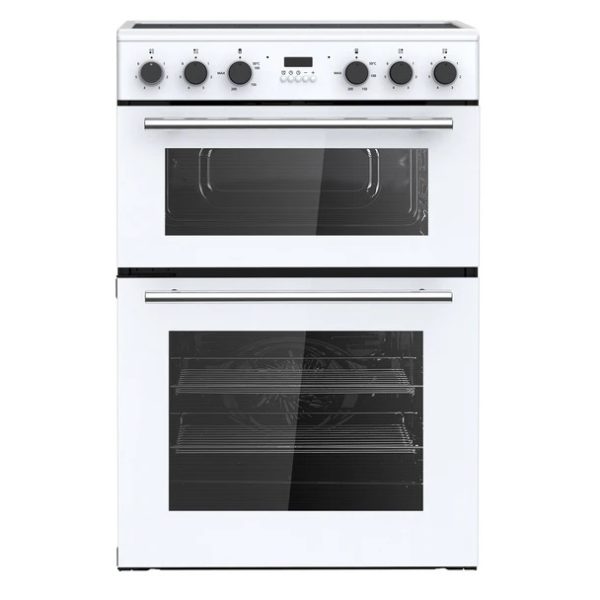 PowerPoint 60cm Double Oven Cooker | Ceramic Hob | White | P06C2MDWH