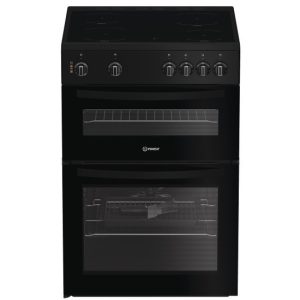 Indesit 60cm Electric Cooker | Double Oven | Black | IDE6VMB