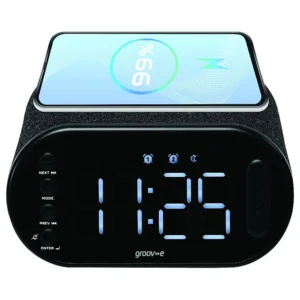 Groov-E Atlas Alarm Clock | Wireless Phone Charging | GVCR06BK 1