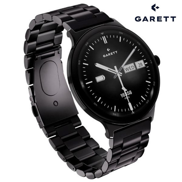 Garett Quantam Black Smartwatch | Quantum Black Steel