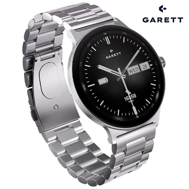 Garett Quantam Silver Smartwatch | Quantum Silver Steel