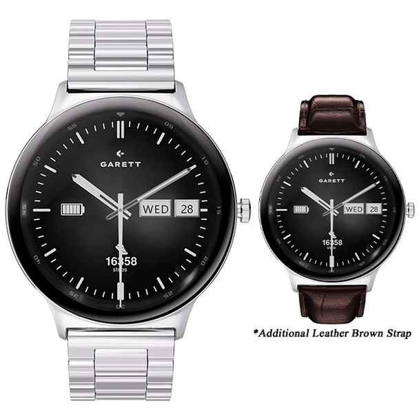 Garett Quantam Silver Smartwatch | Quantum Silver Steel